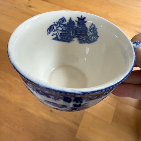 Antique Blue Willow Tea Cup and Saucer - original Japanese - Picture 4 of 7